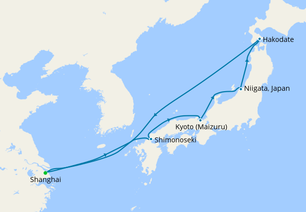 Du Thuyền 5 sao Shanghai - Shimonoseki - Kyoto - Niigata - Hakodate